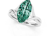 White gold Marquise Cut Green Sapphire Solitaire Twist Band Prong Setting Ring_49