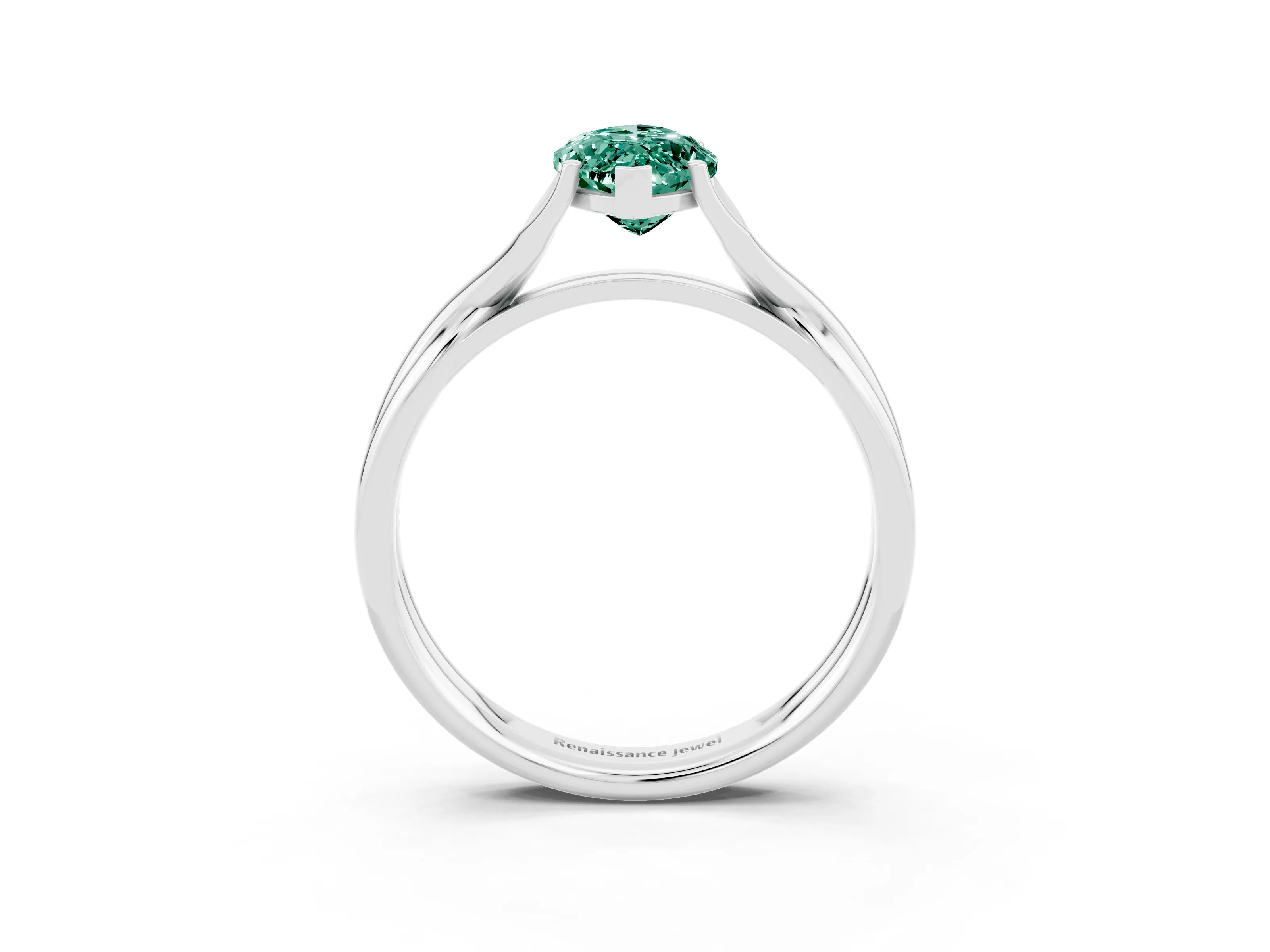 White gold Marquise Cut Green Sapphire Solitaire Twist Band Prong Setting Ring_51