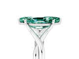 White gold Marquise Cut Green Sapphire Solitaire Twist Band Prong Setting Ring_53