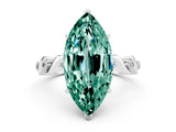 White gold Marquise Cut Green Sapphire Solitaire Twisted Band with Round  Accents and Prong Setting_24