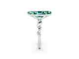 White gold Marquise Cut Green Sapphire Solitaire Twisted Band with Round  Accents and Prong Setting_26