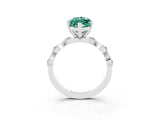 White gold Marquise Cut Green Sapphire Solitaire Twisted Band with Round  Accents and Prong Setting_27