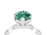 White gold Marquise Cut Green Sapphire Solitaire Twisted Band with Round  Accents and Prong Setting_28