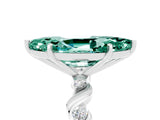 White gold Marquise Cut Green Sapphire Solitaire Twisted Band with Round  Accents and Prong Setting_29