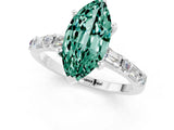 White gold Marquise Cut Green Sapphire Solitaire with Side Baguettes and Channel Set Band_1