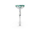 White gold Marquise Cut Green Sapphire Solitaire with Side Baguettes and Channel Set Band_2