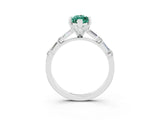 White gold Marquise Cut Green Sapphire Solitaire with Side Baguettes and Channel Set Band_3