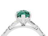 White gold Marquise Cut Green Sapphire Solitaire with Side Baguettes and Channel Set Band_4