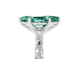 White gold Marquise Cut Green Sapphire Solitaire with Side Baguettes and Channel Set Band_5