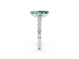 White gold Marquise Cut Green Sapphire Solitaire with Side Stones, Pave Band, Four-Prong Setting_38