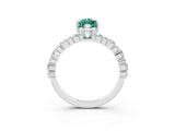 White gold Marquise Cut Green Sapphire Solitaire with Side Stones, Pave Band, Four-Prong Setting_39