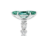 White gold Marquise Cut Green Sapphire Solitaire with Side Stones, Pave Band, Four-Prong Setting_41