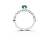 White gold Marquise Cut Green Sapphire Solitaire with Side Stones on a Pavé Band and Four-Prong Setting_3