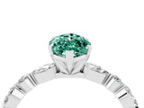 White gold Marquise Cut Green Sapphire Solitaire with Side Stones on a Pavé Band and Four-Prong Setting_4
