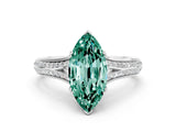 White gold Marquise Cut Green Sapphire Split Shank Engagement Ring with Pavé Band_12