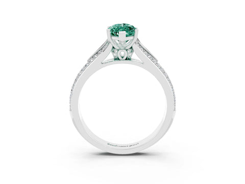 White gold Marquise Cut Green Sapphire Split Shank Engagement Ring with Pavé Band_15