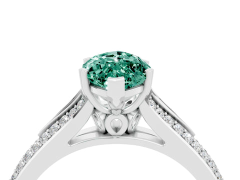 White gold Marquise Cut Green Sapphire Split Shank Engagement Ring with Pavé Band_16