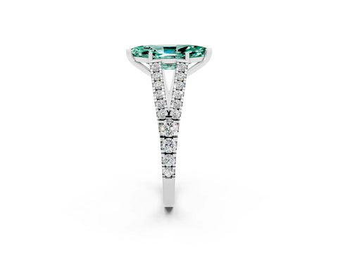 White gold Marquise Cut Green Sapphire Split Shank Pavé Engagement Ring with Four-Prong Setting_14
