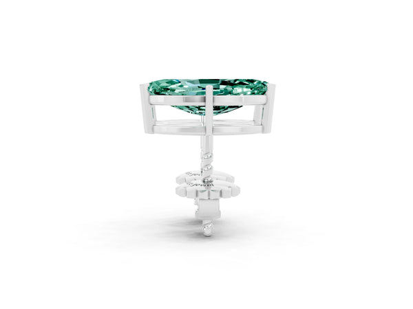 Silver Marquise Cut Green Sapphire Stud Earrings
