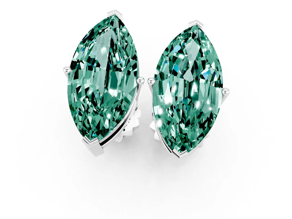 Platinum Marquise Cut Green Sapphire Stud Earrings