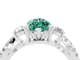 White gold Marquise Cut Green Sapphire Three-Stone Ring with Pavé Split Shank and Four-Prong Setting_16