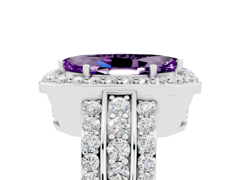 White gold Marquise Cut Halo Amethyst Ring with Split Shank and Four-Prong Setting_5