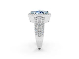 White gold Marquise Cut Halo Aquamarine Ring with Round  Split Shank and Prong Setting_14