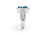 White gold Marquise Cut Halo Blue Topaz Ring with Round  Split Shank and Prong Setting_14