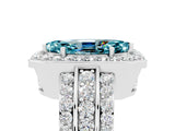 White gold Marquise Cut Halo Blue Topaz Ring with Round  Split Shank and Prong Setting_17
