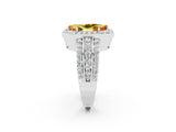 White gold Marquise Cut Halo Citrine Ring with Round  Split Shank and Prong Setting_14