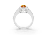 White gold Marquise Cut Halo Citrine Ring with Round  Split Shank and Prong Setting_15