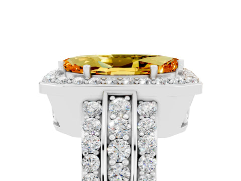 White gold Marquise Cut Halo Citrine Ring with Round  Split Shank and Prong Setting_17