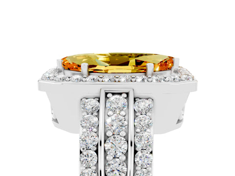 White gold Marquise Cut Halo Citrine Ring with Split Shank and Four-Prong Setting_5