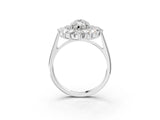 White gold Marquise Cut Halo Cluster Diamond Ring with Pave Band and Four-Prong Setting_10