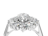 White gold Marquise Cut Halo Cluster Diamond Ring with Pave Band and Four-Prong Setting_11