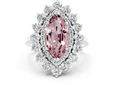 White gold Marquise Cut Halo Cluster Diamond Ring with Pave Band and Four-Prong Setting_12