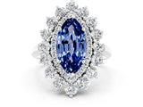 White gold Marquise Cut Halo Cluster Diamond Ring with Pave Band and Four-Prong Setting_12