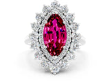White gold Marquise Cut Halo Cluster Diamond Ring with Pave Band and Four-Prong Setting_12