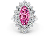 White gold Marquise Cut Halo Cluster Diamond Ring with Pave Band and Four-Prong Setting_12