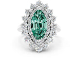 White gold Marquise Cut Halo Cluster Diamond Ring with Pave Band and Four-Prong Setting_12