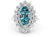 White gold Marquise Cut Halo Cluster Diamond Ring with Pave Band and Four-Prong Setting_13
