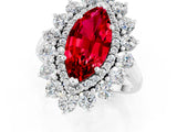 White gold Marquise Cut Halo Cluster Diamond Ring with Pave Band and Four-Prong Setting_13