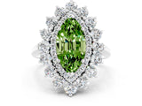 White gold Marquise Cut Halo Cluster Diamond Ring with Pave Band and Four-Prong Setting_13