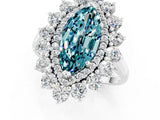 White gold Marquise Cut Halo Cluster Diamond Ring with Pave Band and Four-Prong Setting_13