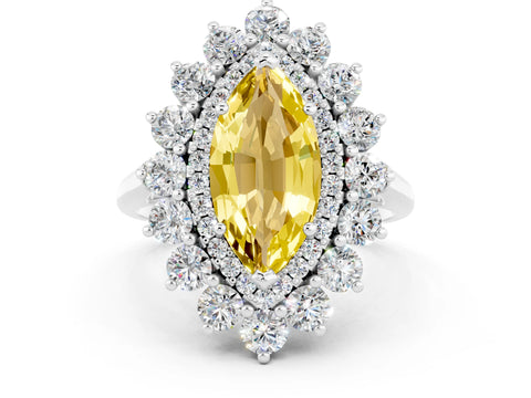 White gold Marquise Cut Halo Cluster Diamond Ring with Pave Band and Four-Prong Setting_13