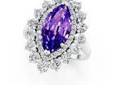 White gold Marquise Cut Halo Cluster Diamond Ring with Pave Band and Four-Prong Setting_13