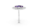 White gold Marquise Cut Halo Cluster Diamond Ring with Pave Band and Four-Prong Setting_14