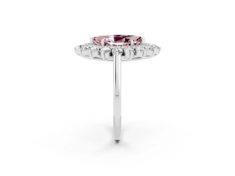 White gold Marquise Cut Halo Cluster Diamond Ring with Pave Band and Four-Prong Setting_14