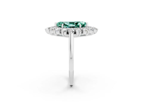 White gold Marquise Cut Halo Cluster Diamond Ring with Pave Band and Four-Prong Setting_14