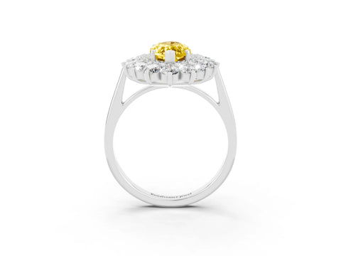 White gold Marquise Cut Halo Cluster Diamond Ring with Pave Band and Four-Prong Setting_15